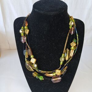 Chico's Vintage Peasant Boho Multistrand Multicolor Geometric Beaded Necklace